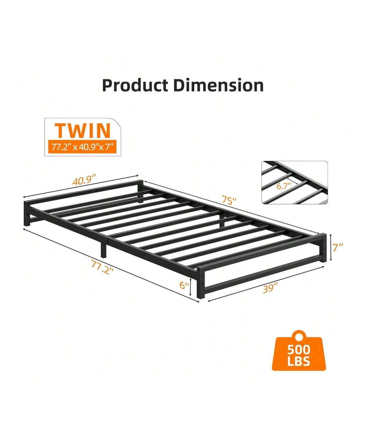 gaomon 6 Inch Metal Platform Bed Frame With Steel Slat Support, Mattress Foundation And No Box Spring Needed