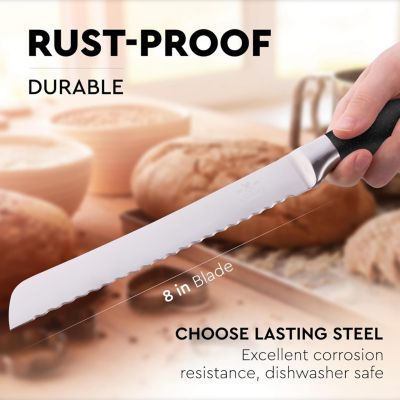 Serrated Bread Knife - Stainless Steel Bread Knife for Homemade Bread, Cake, Bagel