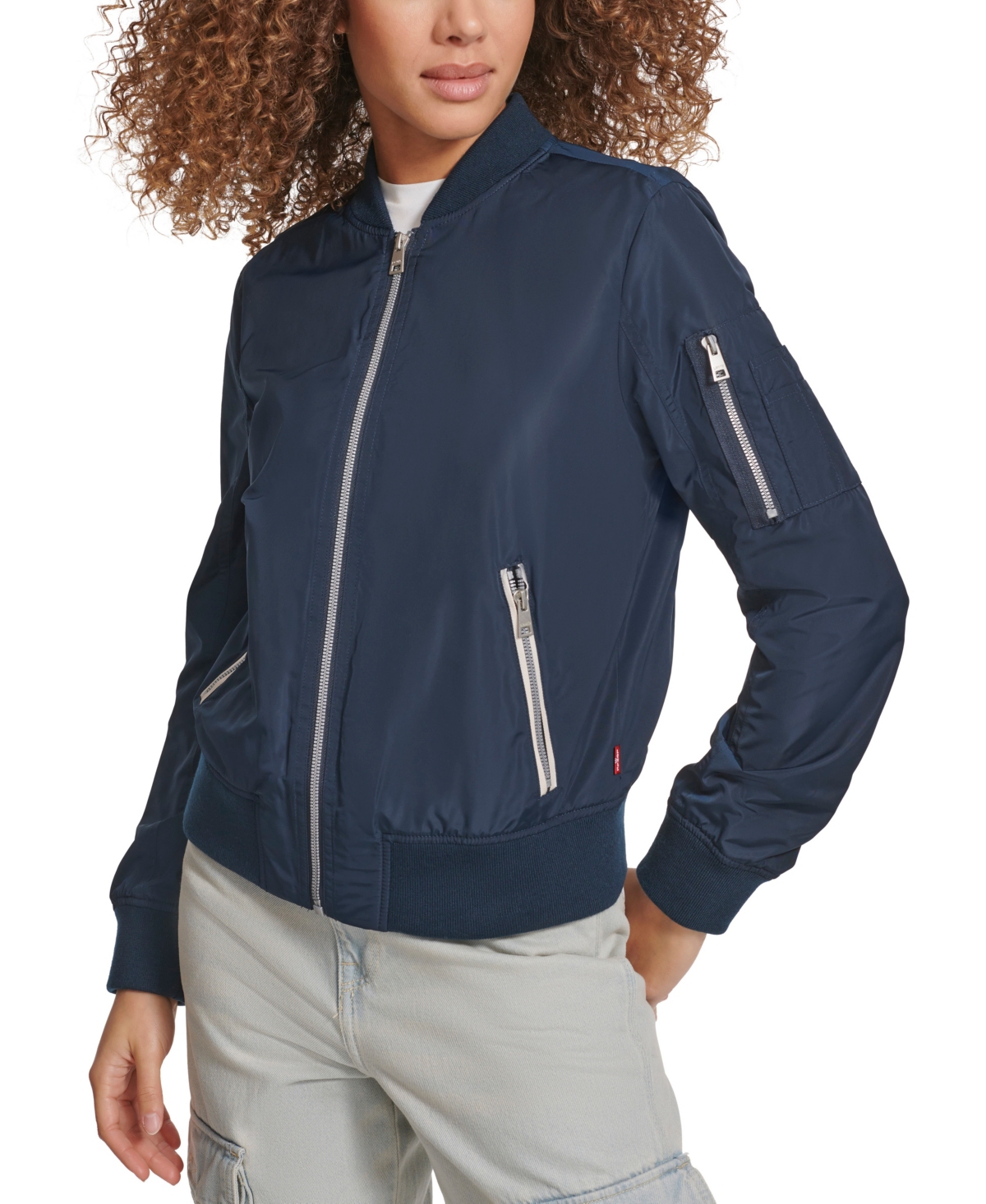 Women's Lightweight Zip-Detail Bomber Jacket - Army Green