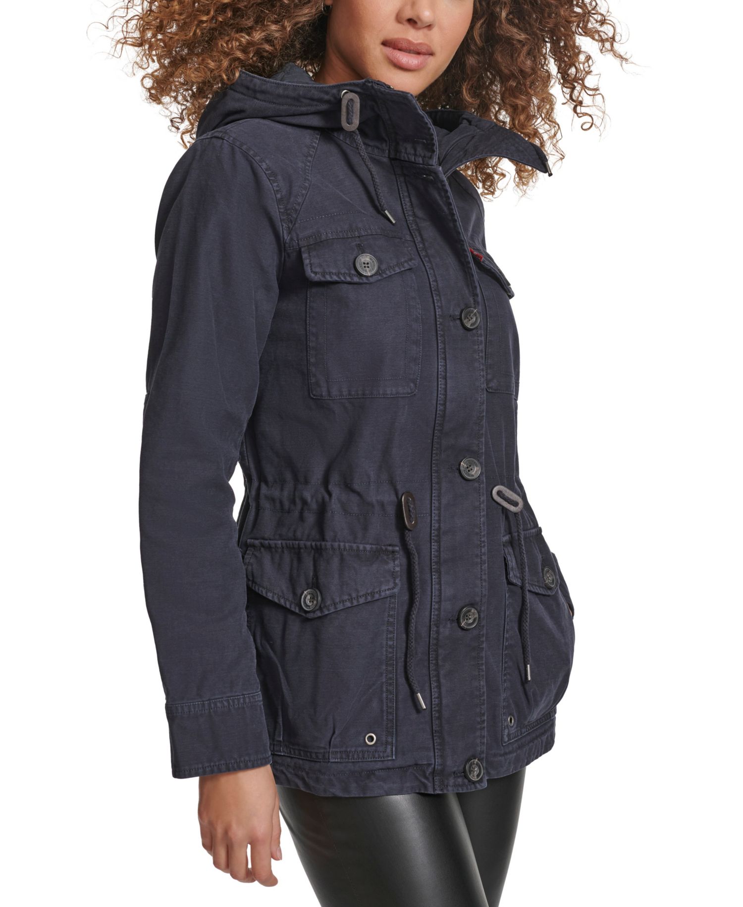 Trendy Plus Size Hooded Military Jacket