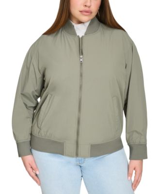 Trendy Plus Size Lightweight Zip-Front Bomber Jacket