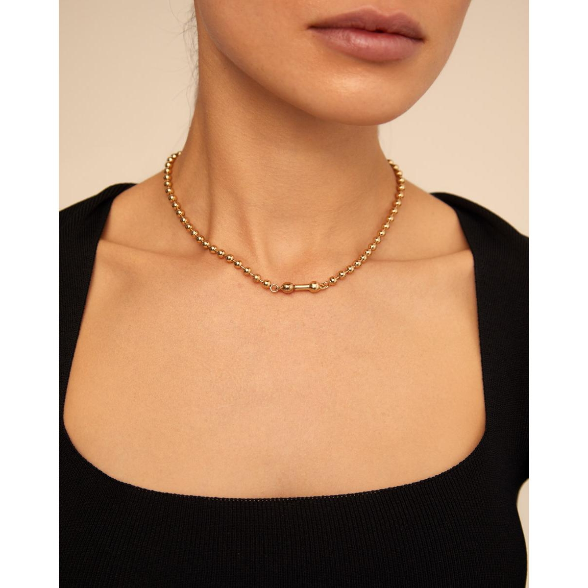 Unode50 18k Gold Plated Cylindrical Charm Necklace In Gold