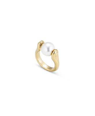 18k Gold Plated Metal Alloy Mother of Pearl Ring