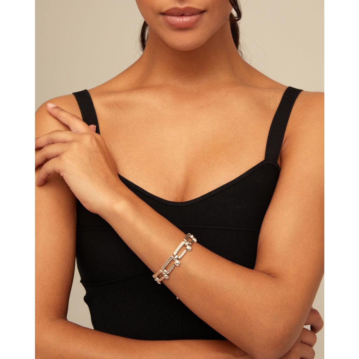 Unode50 Sterling Silver-plated Metal Alloy Medium Size Links Bracelet In Metallic