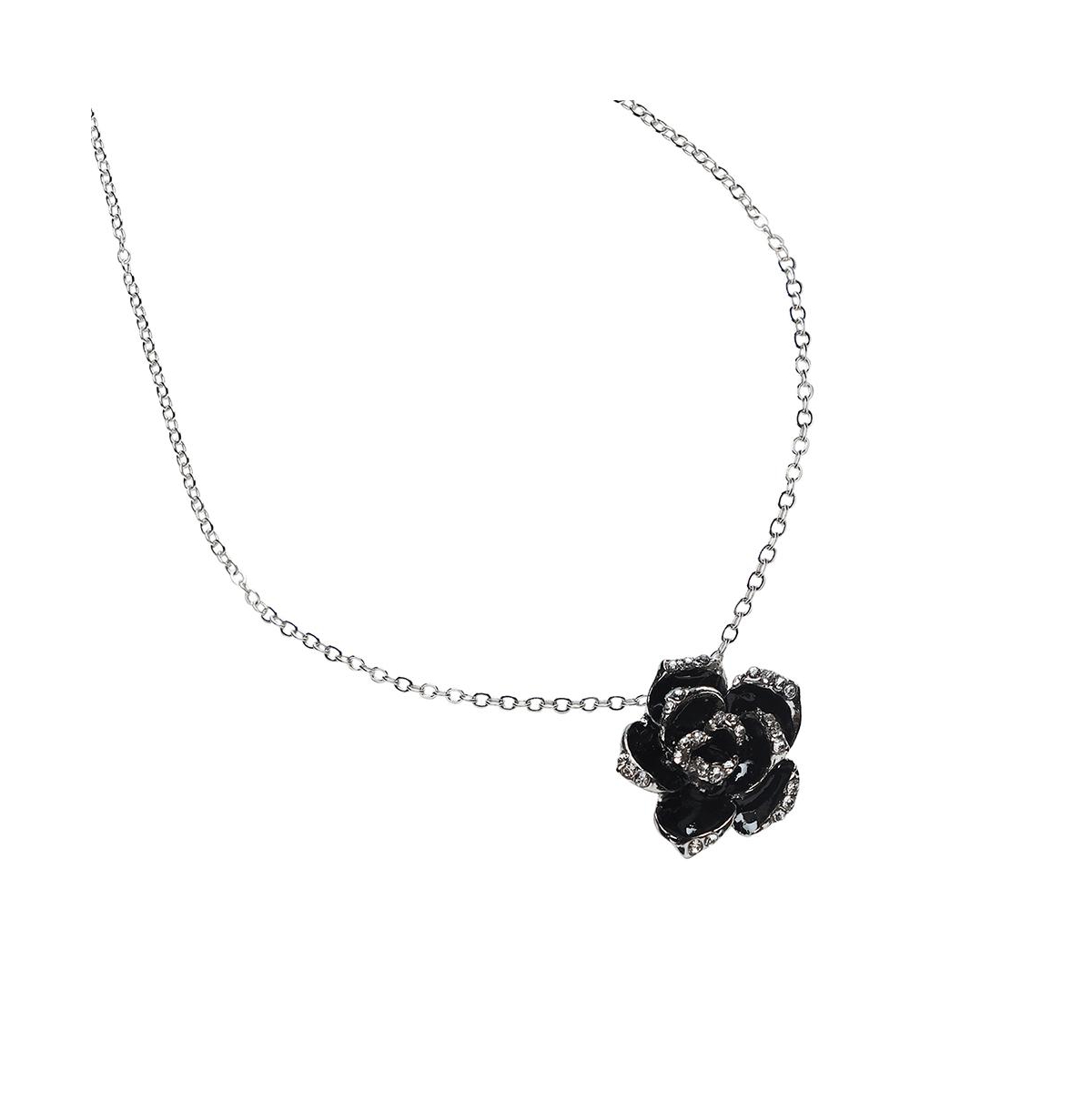 Sohi Women's Rose Pendant Necklace In Black
