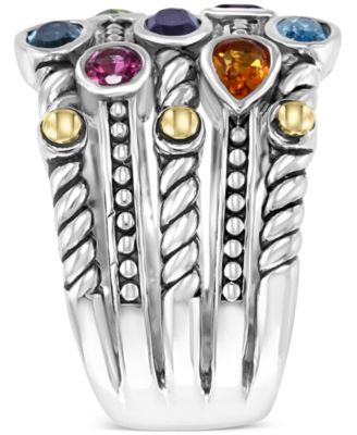 EFFY&reg; Multi-Gemstone (1-1/3 ct. t.w.) Multi-Row Ring in Sterling Silver