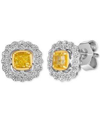 Le Vian Sunny Yellow Diamond Vanilla Diamond Halo Stud Earrings