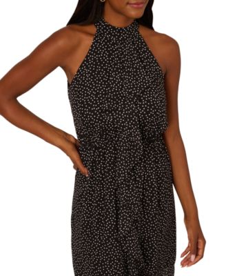 Women's Dot-Print Waterfall-Ruffle Dress