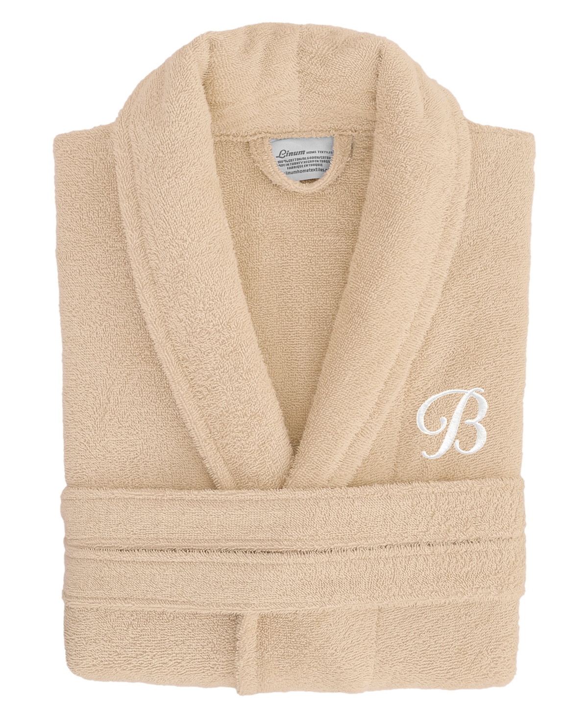 Linum Home Linum Font 100% Turkish Cotton Unisex Terry Bathrobe - Beige B
