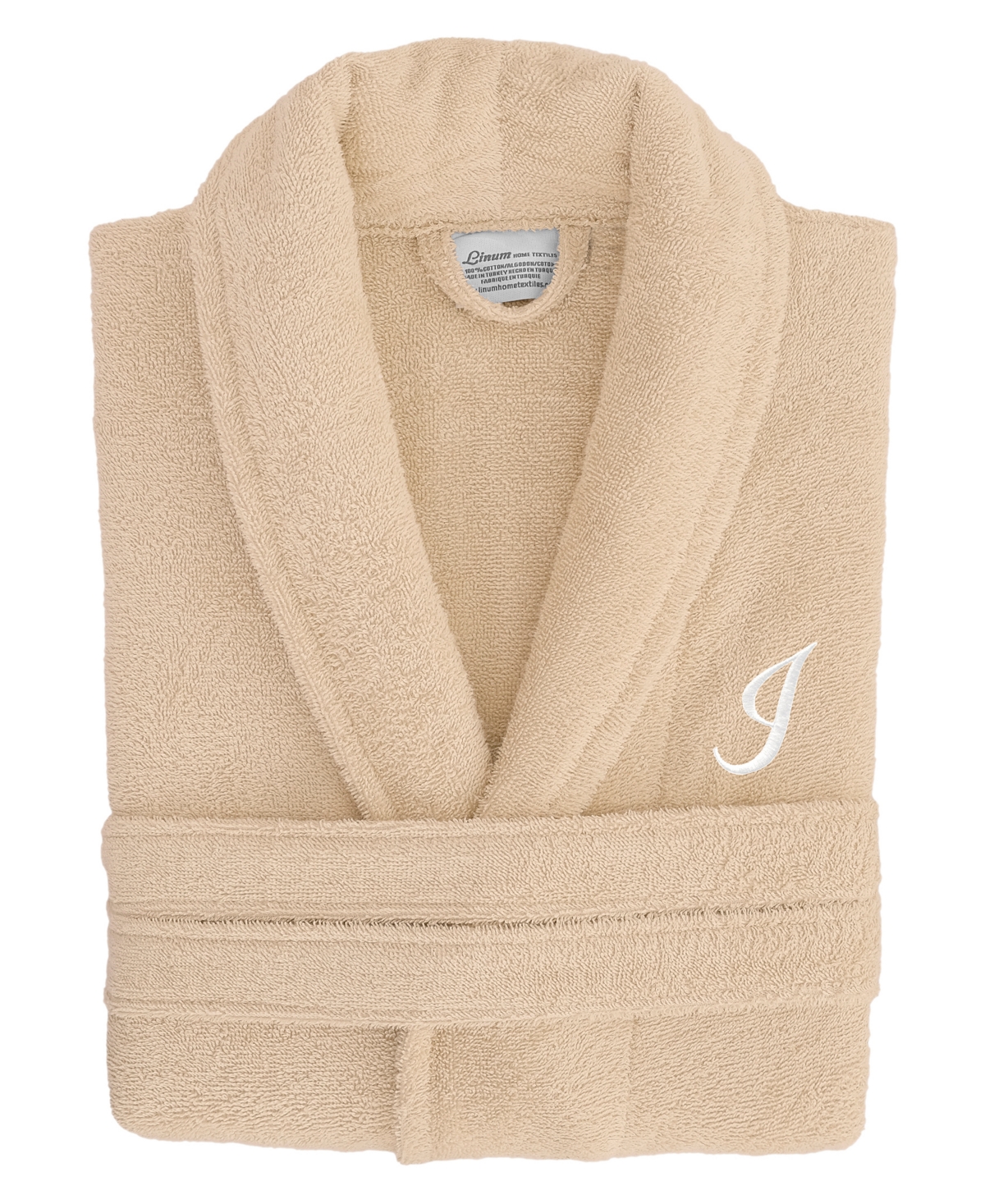 Linum Home Linum Font 100% Turkish Cotton Unisex Terry Bathrobe - Beige I