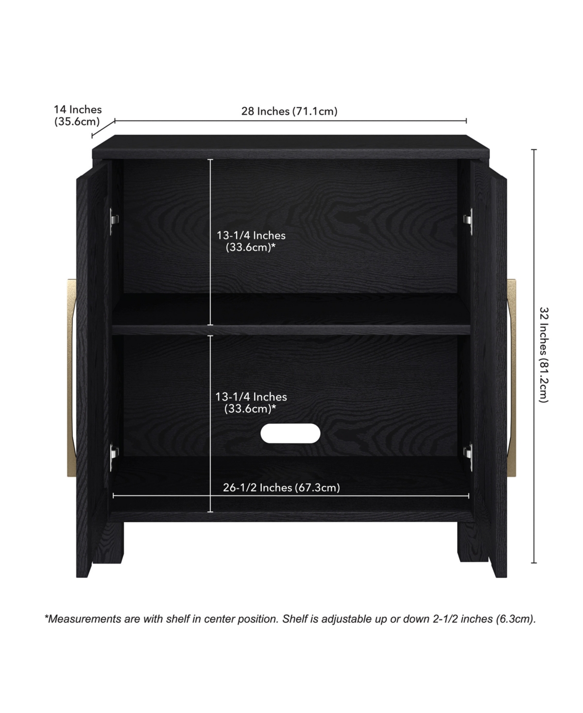Hudson & Canal 28" Chabot Wide Rectangular Accent Cabinet In Black Grain
