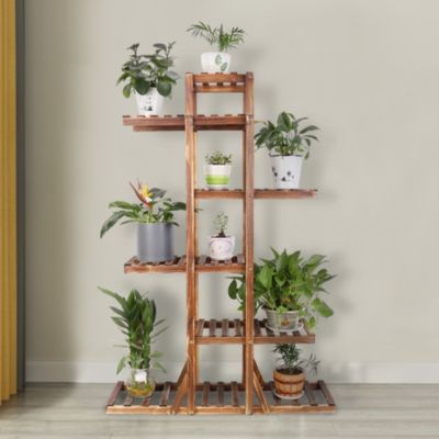 6-Tiered Wood Plant Stand Flower Pot Rack Bonsai Display Bench Patio Shelf Porch
