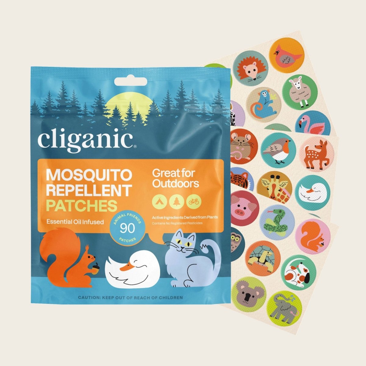 Cliganic Mosquito Repellent Patches - Animal - 90 Count
