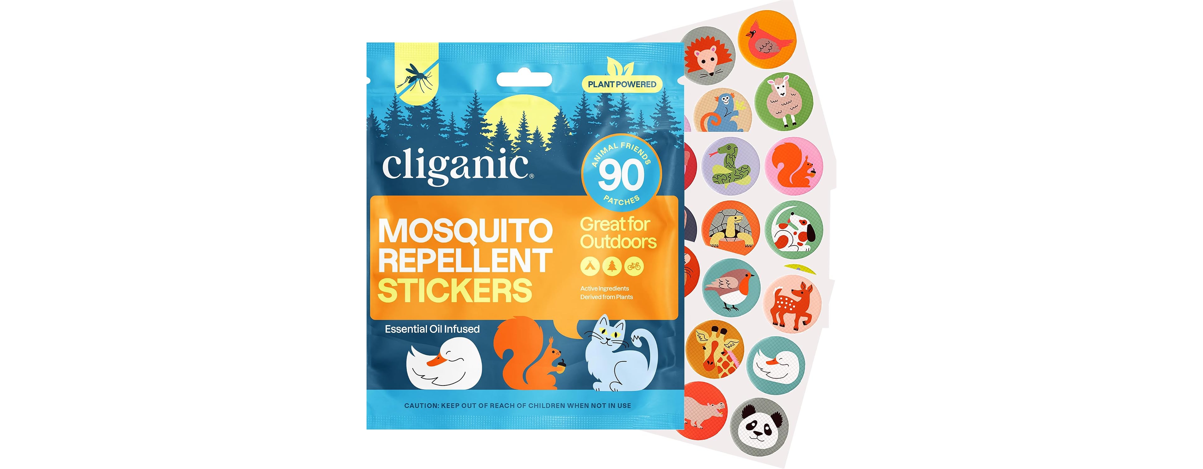 Cliganic Mosquito Repellent Patches - Animal - 90 Count