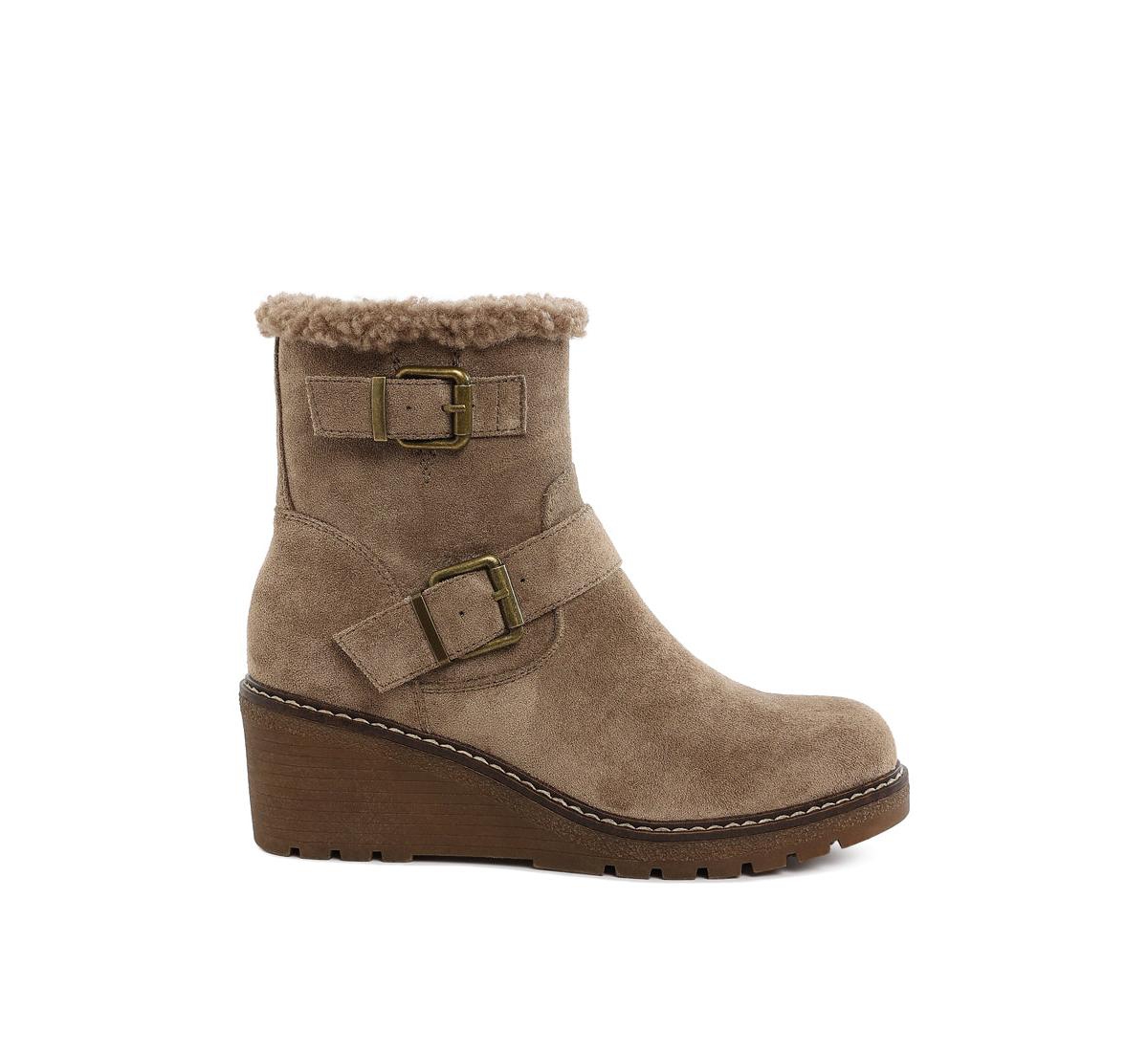 Big horn Faux Fur Harness Boots - Taupe