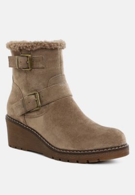 Womens Big horn Faux Fur Harness Boots