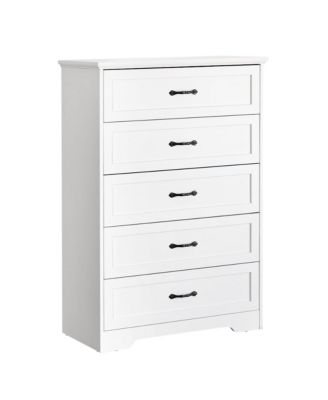 Modern 5 Drawers Dresser, Chest of Drawers Closet Organizers and Storage Clothes, Modern Dressers(White)
