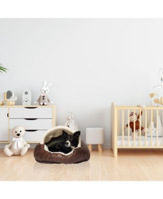 Pet Cave Bed for Small Dogs Cats Deep Dish Calming Hooded Dog Bed Dome for Pets