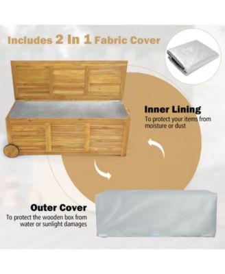 Rolling Patio Deck Box with 2 Wheels and Side Handle for Outdoor