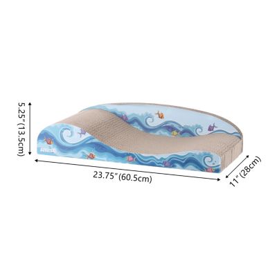 Kokomo 23.75" Coastal Cardboard Lounge Bed Cat Scratcher with Catnip, Blue