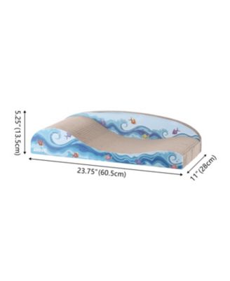 Kokomo 23.75" Coastal Cardboard Lounge Bed Cat Scratcher with Catnip, Blue