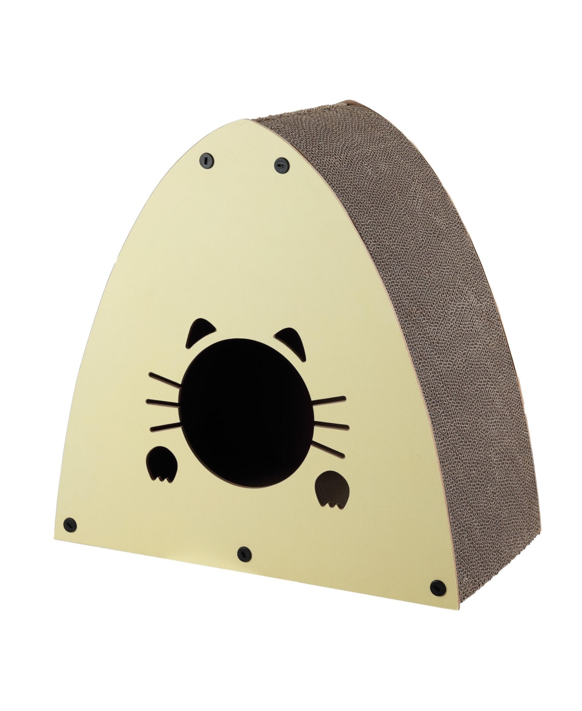 Koko 19&#x22; Modern Cardboard Triangle Cat Cave Scratcher with Catnip, Almond - Almond