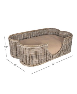 Scallop Tropical Handwoven Rattan Pet Bed with Machine Washable Cushion