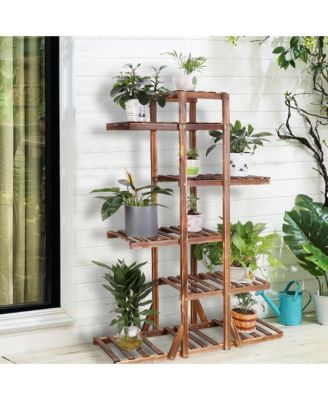 6-Tiered Wood Plant Stand Flower Pot Rack Bonsai Display Bench Patio Shelf Porch