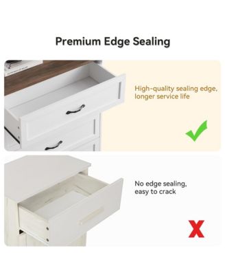 Modern 5 Drawers Dresser, Chest of Drawers Closet Organizers and Storage Clothes, Modern Dressers(White and Brown)