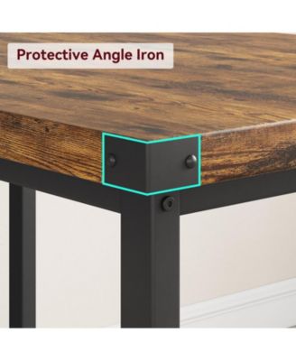 3 Piece Metal Wood Farmhouse Kitchen Dining Table Set