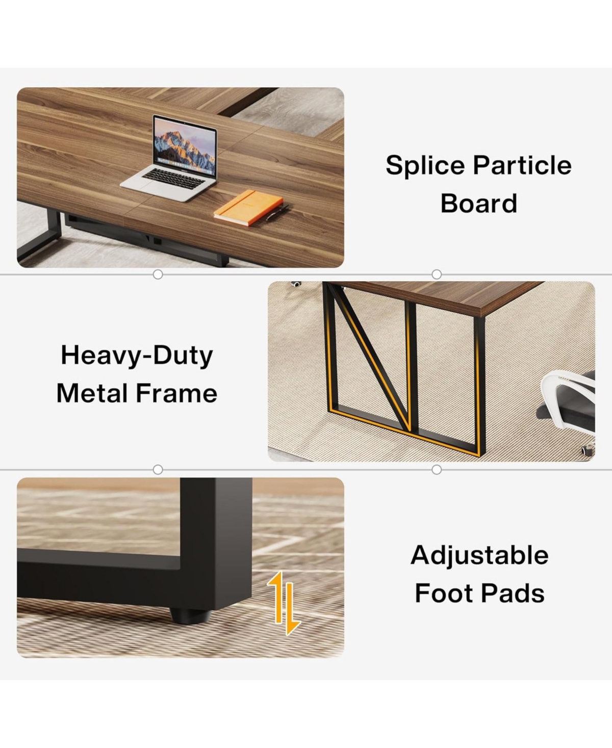 Tribesigns 6.5FT Conference Room Table for 6-8 People, Wood Long Training Table with Heavy-Duty Frame, Business Table for Office