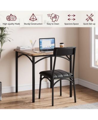 3 PC Wood Dining  Kitchen Table and Upholstered Chairs Table Set