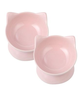 Set of two Oscar Collection Tilted Rasied Cat Dishes