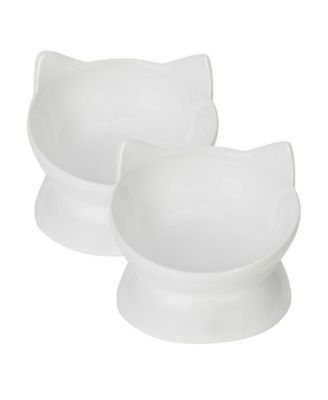Set of two Oscar Collection Tilted Rasied Cat Dishes