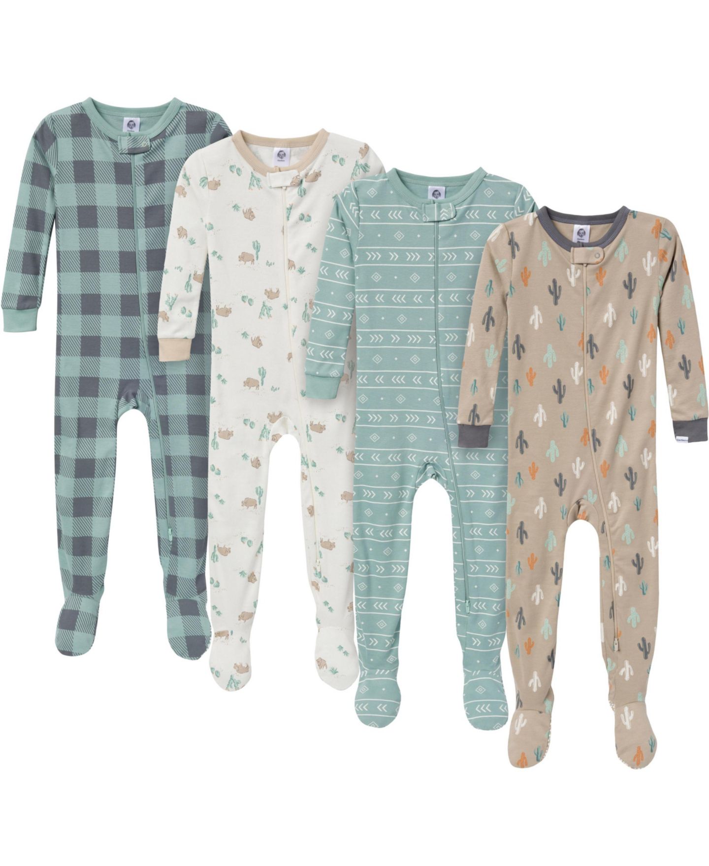 Детские комбинезоны Gerber для сна и игр с лосем, облегающие, набор из 4 шт, цвет: Пустынный — фото 1