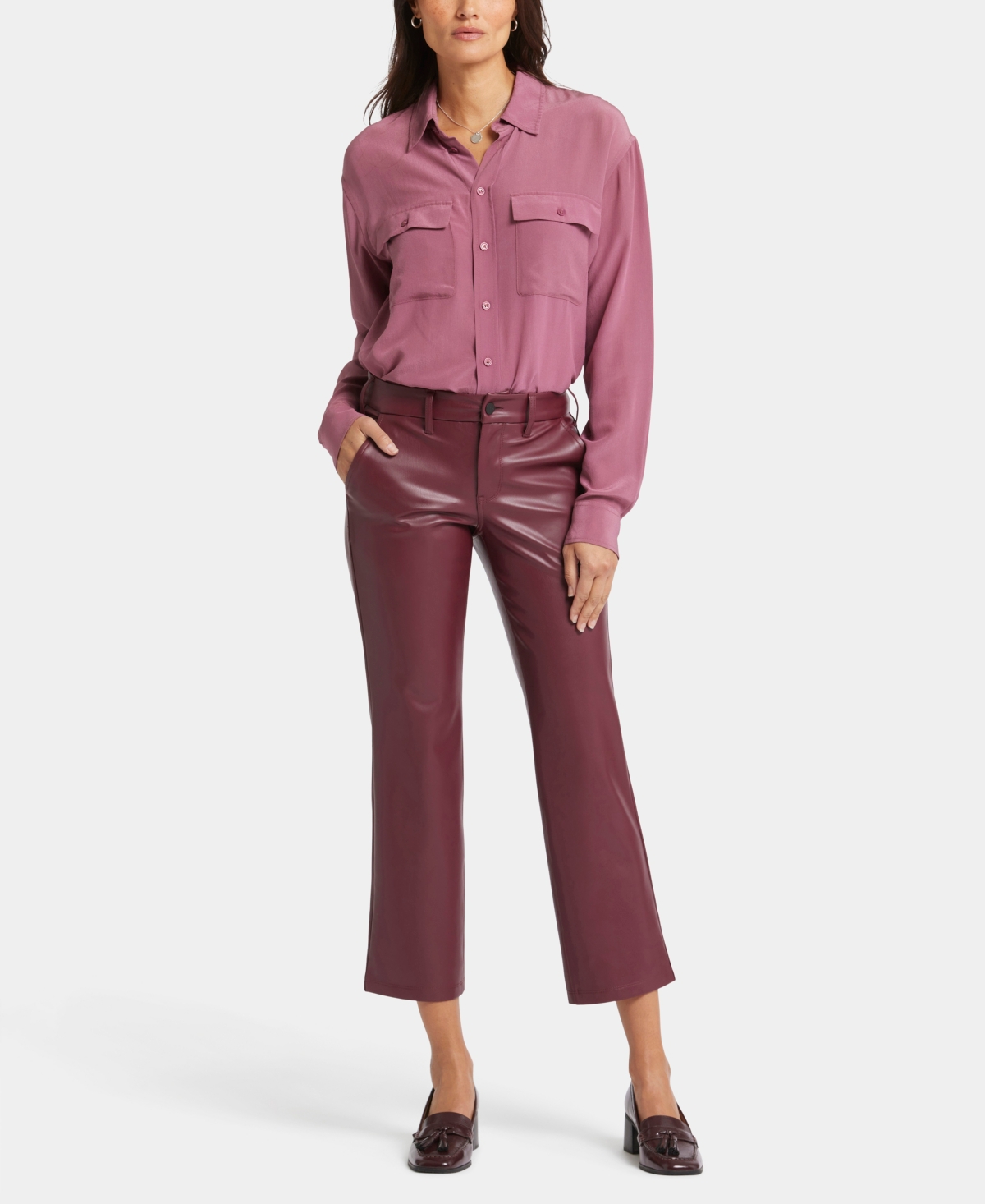 Women's Faux Leather Straight Ankle Pants - Tavern