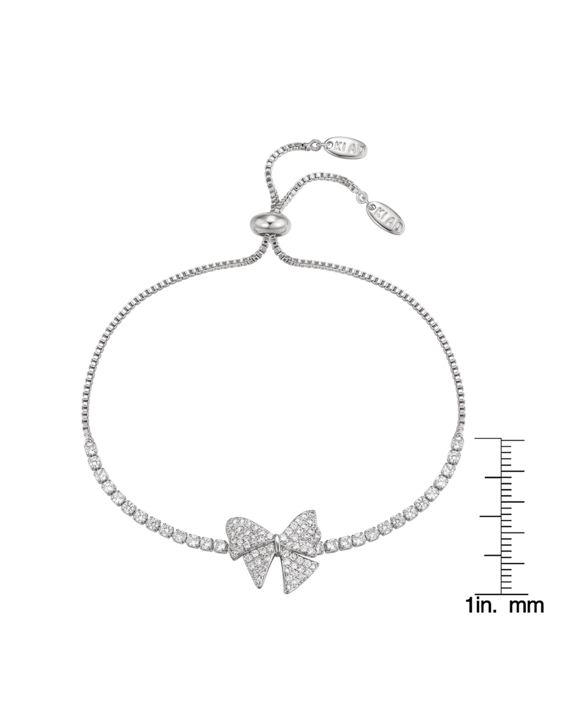 Macy's Cubic Zirconia Bow Adjustable Bracelet In Silver