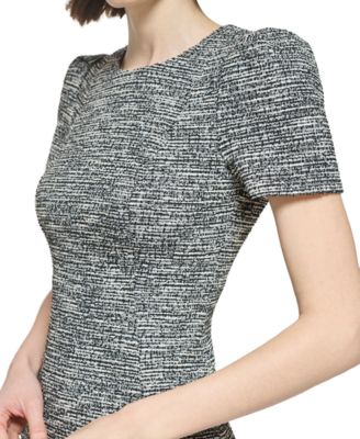 Women's Tweed Short-sleeve Sheath Mini Dress