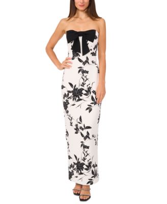 CeCe - Women's Straight-Neck Strapless Bow-Trim Scuba Gown