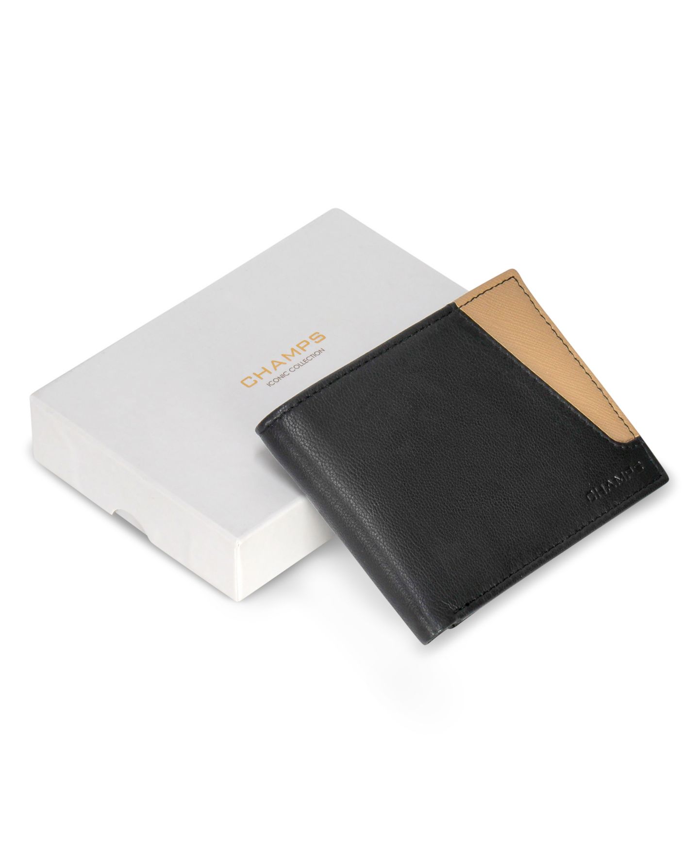 Мужской кошелёк CHAMPS Iconic Collection Leather Bi-Fold Wallet, цвет: Чёрный — фото 8
