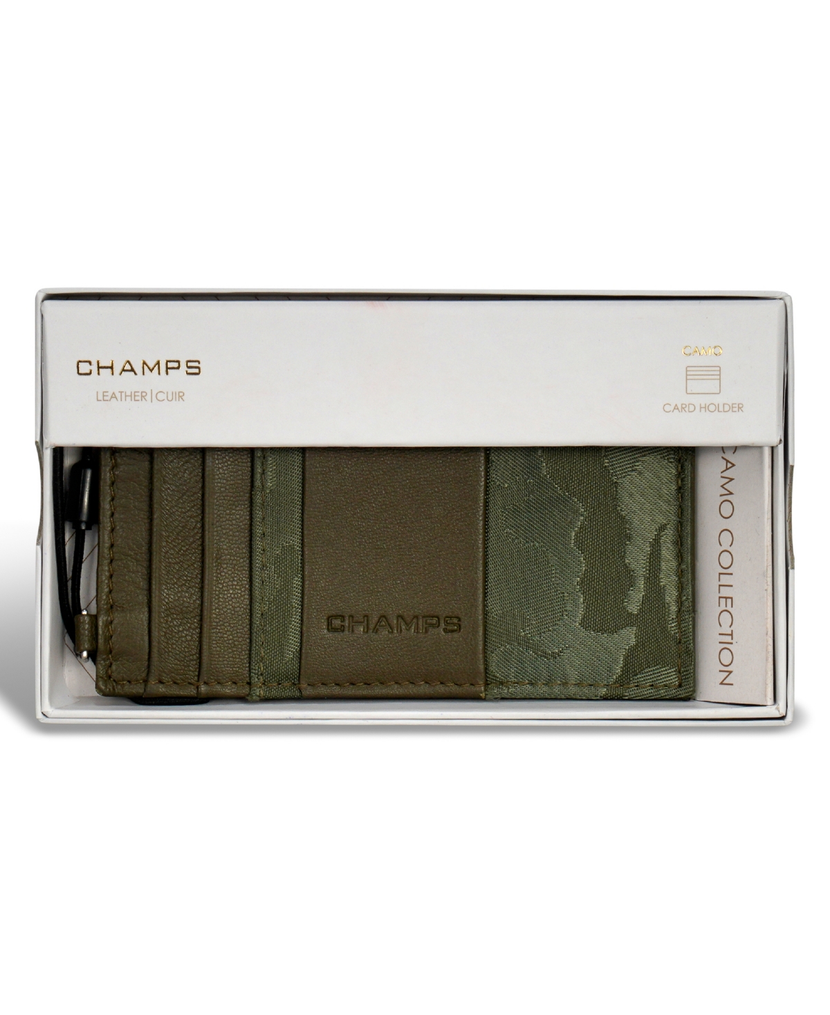 Shop Champs Men's Camo Collection Leather Slim Cardholder In Green