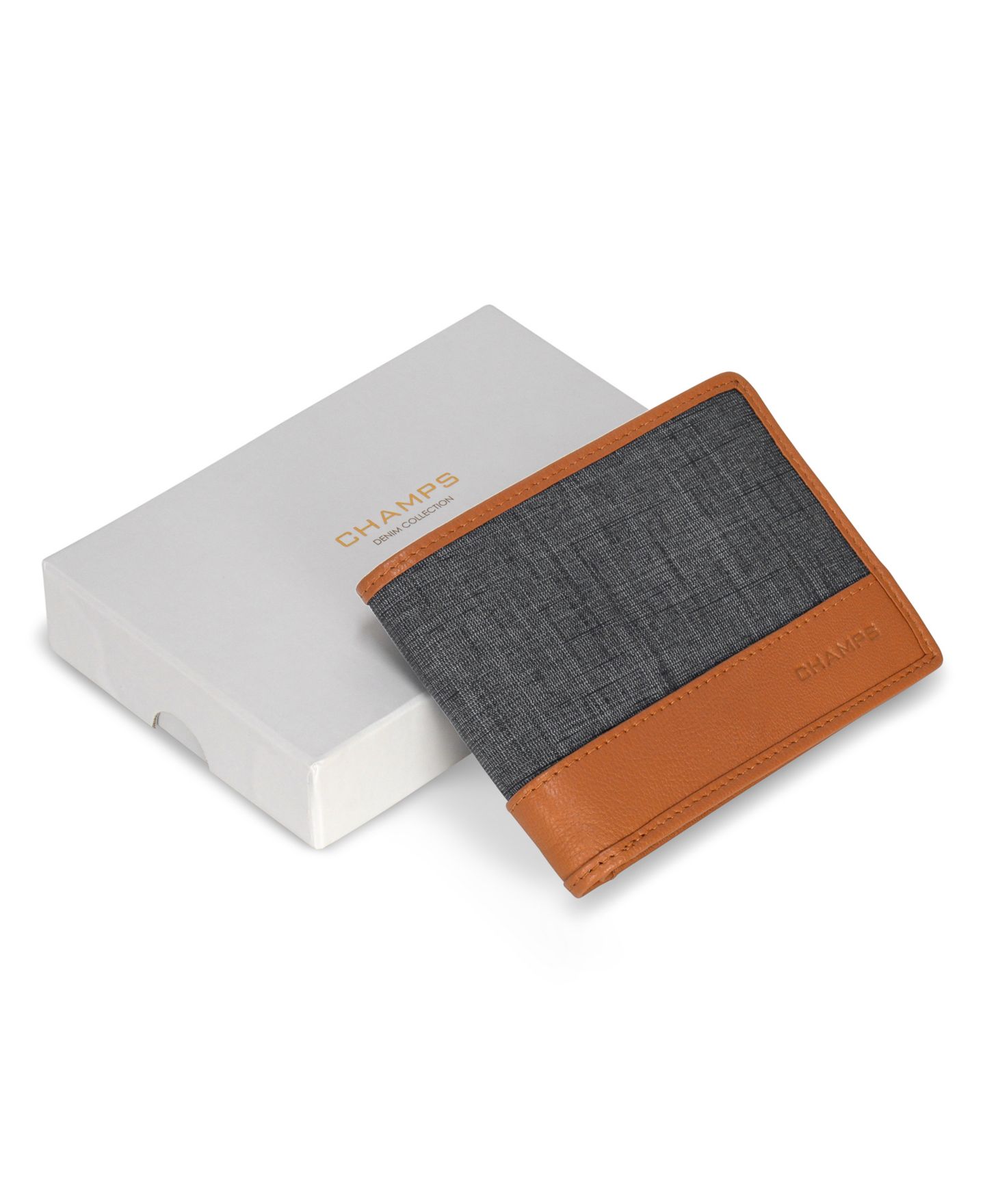 Мужской кошелёк CHAMPS Denim Collection Leather Top Wing Wallet, цвет: Чёрный — фото 5
