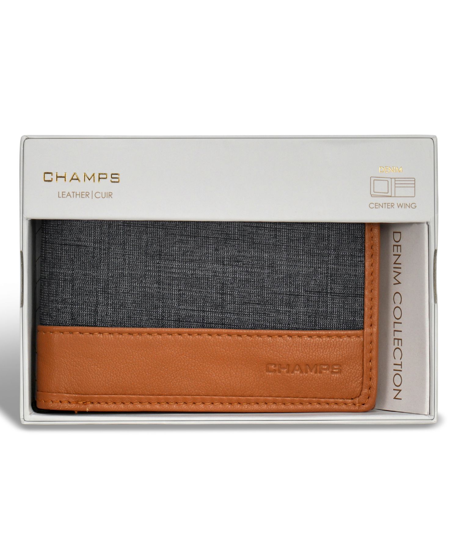 Men's Denim Collection Leather Center Wing Wallet