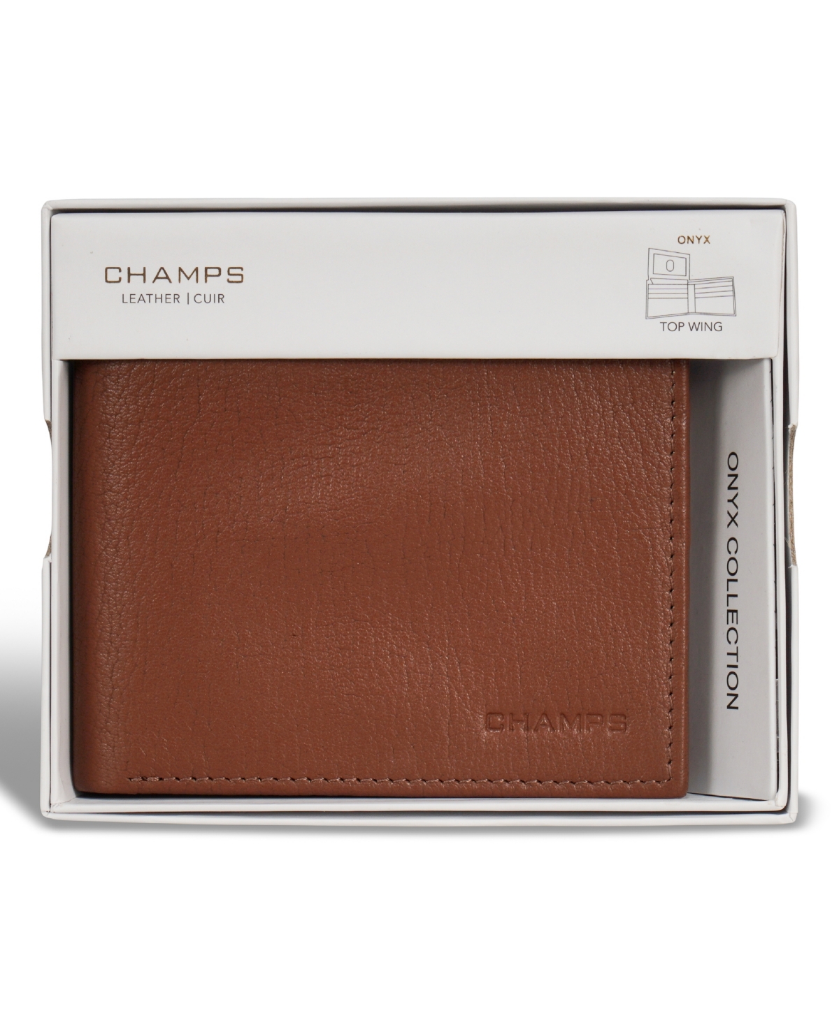 Shop Champs Men's Onyx Collection Leather Top Wing Wallet In Brown