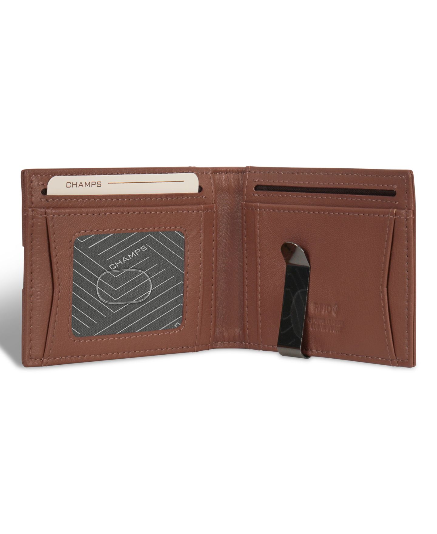 Мужской кошелёк CHAMPS Onyx Collection Leather Bi-Fold Clip Wallet, цвет: Чёрный — фото 7