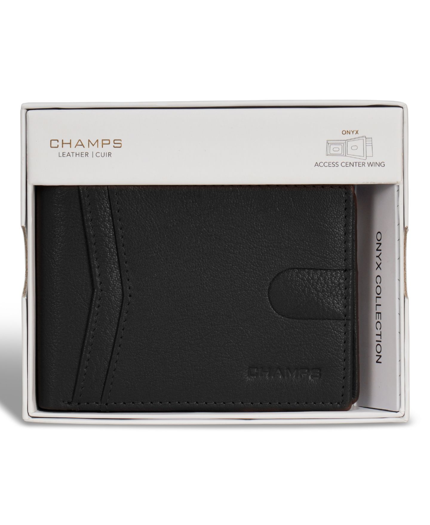 Мужской кошелёк CHAMPS Onyx Collection Leather Access Center Wing Wallet, цвет: Чёрный — фото 6