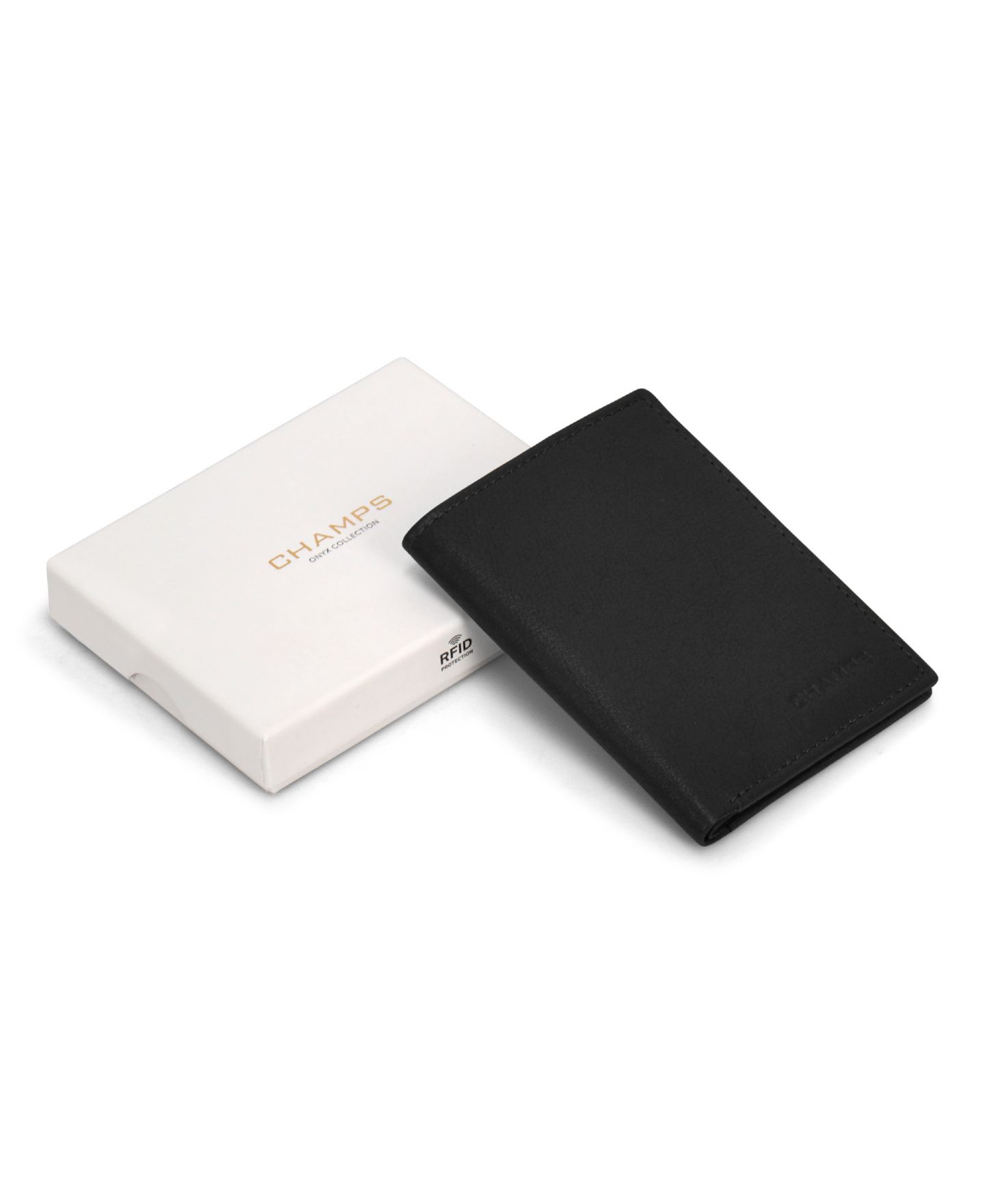 Мужской кошелёк CHAMPS Onyx Collection Leather Vertical Slim Wallet, цвет: Чёрный — фото 4
