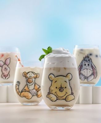 Disney Winnie Pooh Exploring Classic Stemless Wine Glasses, Set of 4