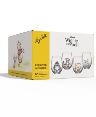 Disney Winnie Pooh Exploring Classic Stemless Wine Glasses, Set of 4