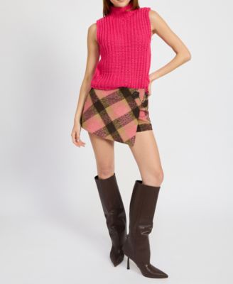 Linnie Sleeveless Sweater Elizabeth Plaid Faux Wrap Mini Skort